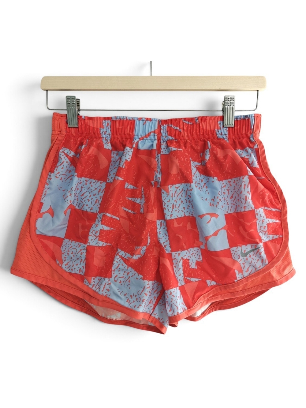 Nike Tempo Printed Running Shorts Small Dri-Fit Orange Blue Athletic High Rise